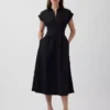 Vestido camisero midi de popelín ceñido