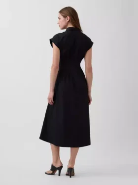 Vestido camisero midi de popelín ceñido