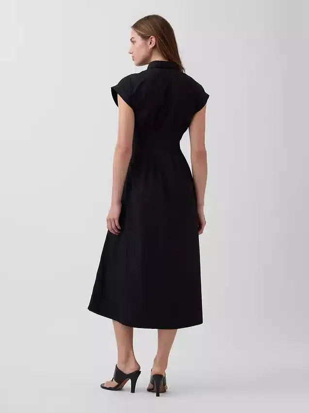 Vestido camisero midi de popelín ceñido