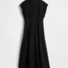 Vestido camisero midi de popelín ceñido