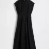 Vestido camisero midi de popelín ceñido