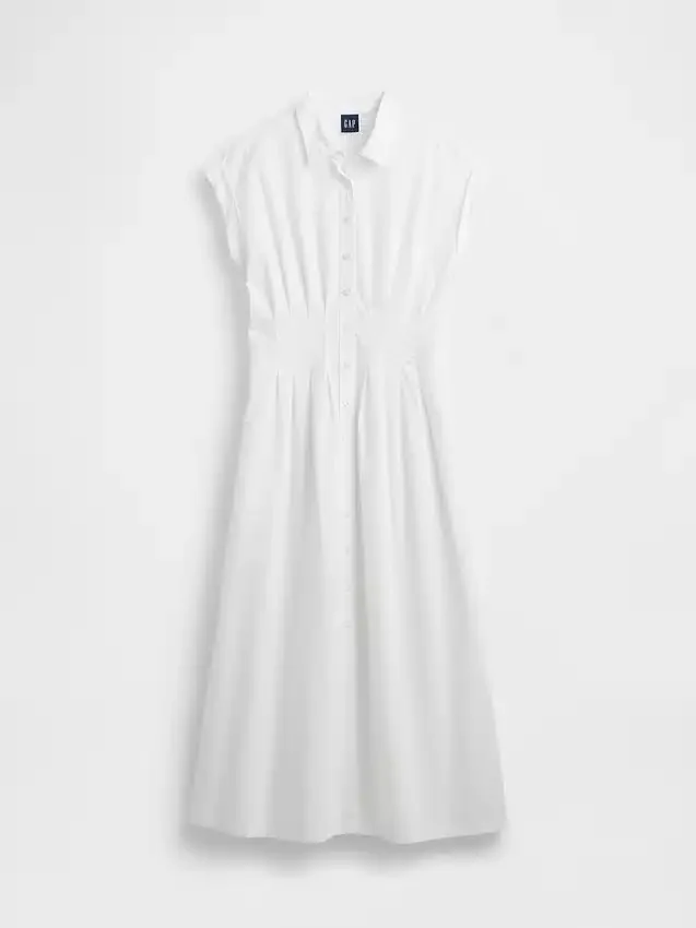 Vestido camisero midi de popelín ceñido