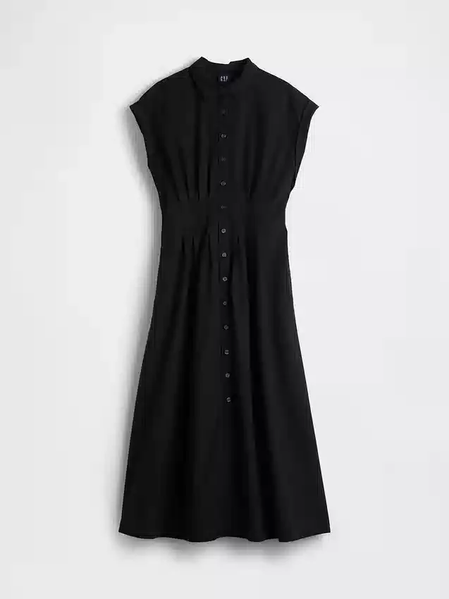 Vestido camisero midi de popelín ceñido