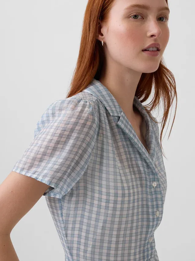 Vestido camisero midi transparente