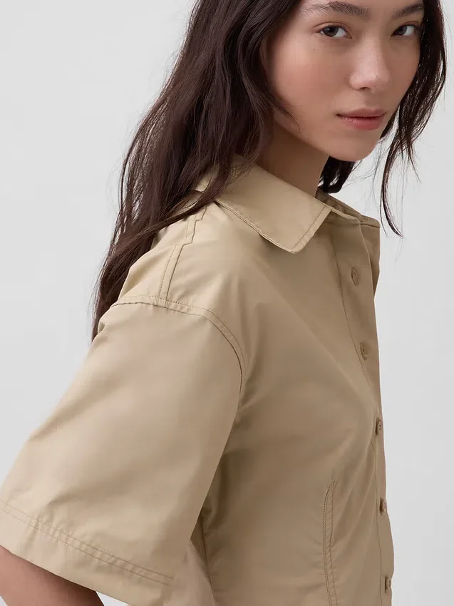 Vestido camisero mini de popelín