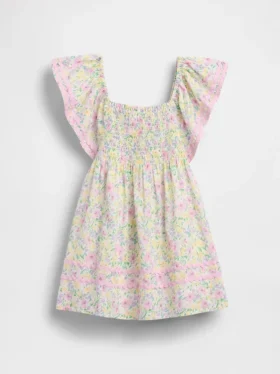 Vestido con mangas acampanadas y fruncido para bebés y niños