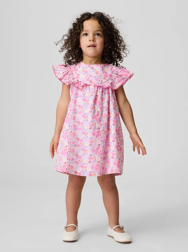 Vestido con volantes y estampado floral para bebés y niños