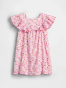 Vestido con volantes y estampado floral para bebés y niños