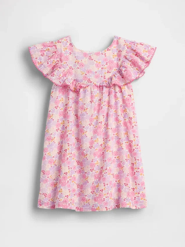 Vestido con volantes y estampado floral para bebés y niños