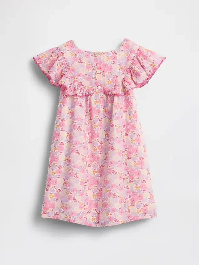 Vestido con volantes y estampado floral para bebés y niños