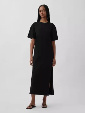 Vestido de camiseta maxi oversize de tejido grueso