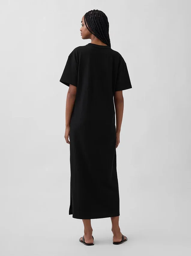 Vestido de camiseta maxi oversize de tejido grueso