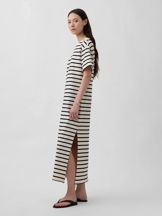 Vestido de camiseta maxi oversize de tejido grueso