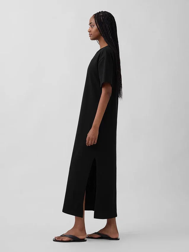 Vestido de camiseta maxi oversize de tejido grueso