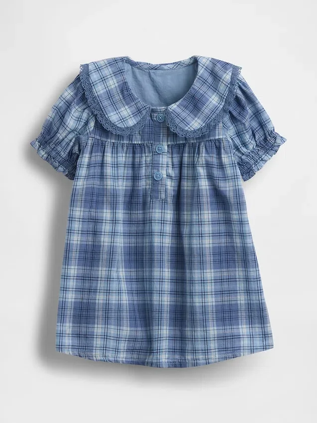 Vestido de cuadros con cuello para bebé