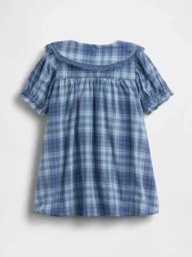 Vestido de cuadros con cuello para bebé