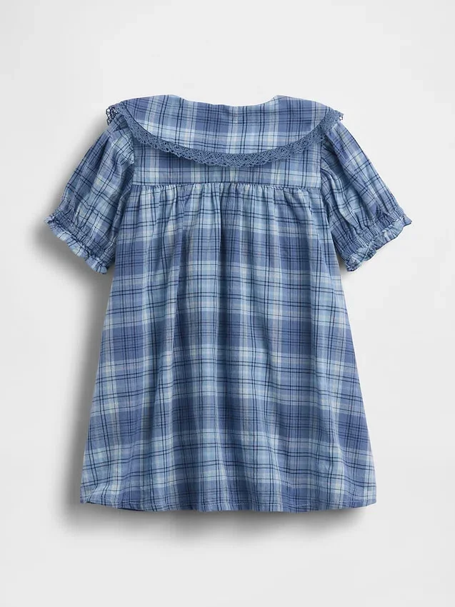 Vestido de cuadros con cuello para bebé