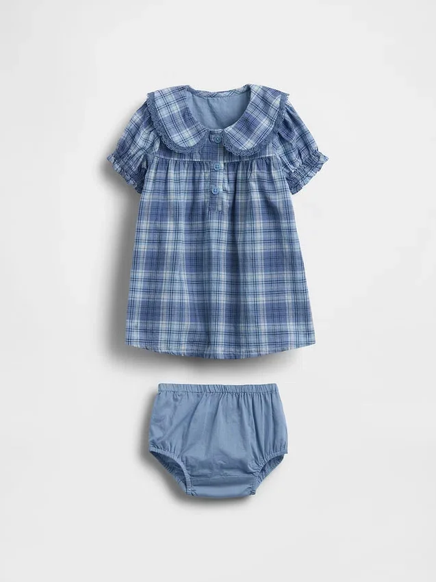 Vestido de cuadros con cuello para bebé