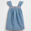 Vestido de denim bordado para bebés y niños pequeños