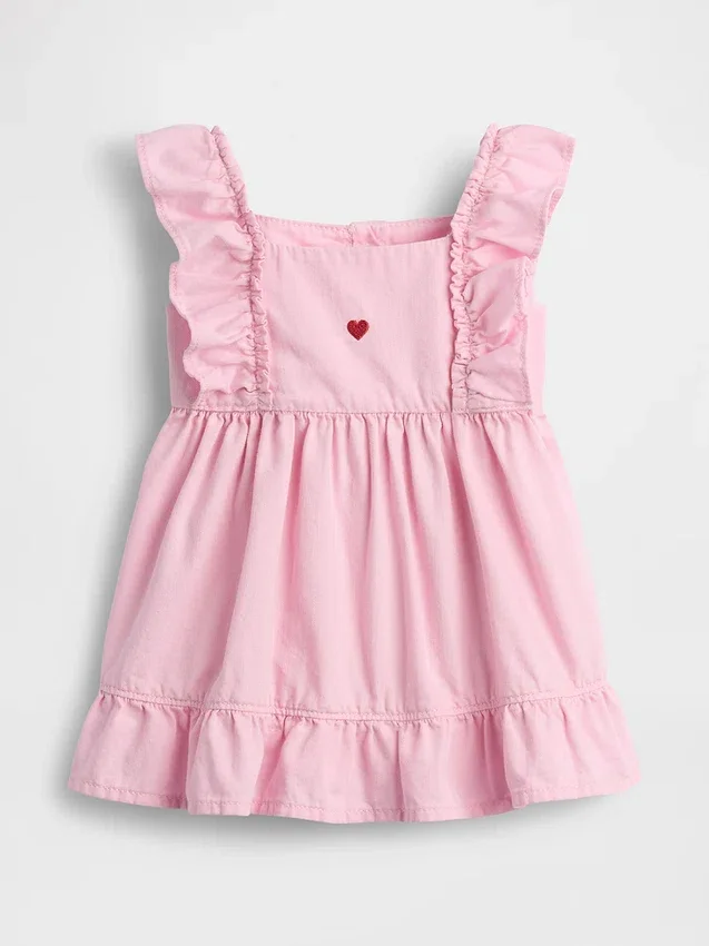 Vestido de denim con corazón para bebé
