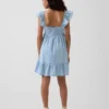 Vestido de denim con escote corazón y mangas con volantes