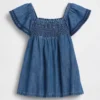 Vestido de denim con fruncidos para bebé