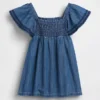 Vestido de denim con fruncidos para bebé