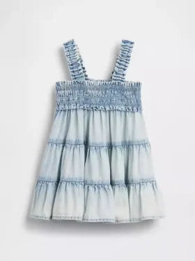 Vestido de denim con volantes para bebé