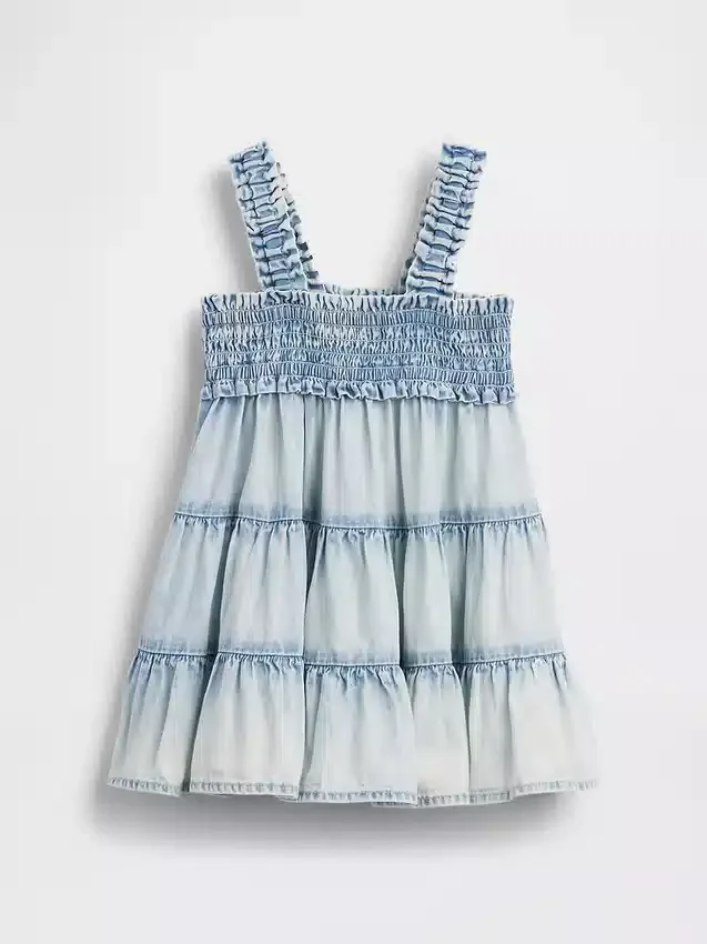 Vestido de denim con volantes para bebé