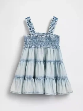 Vestido de denim con volantes para bebé
