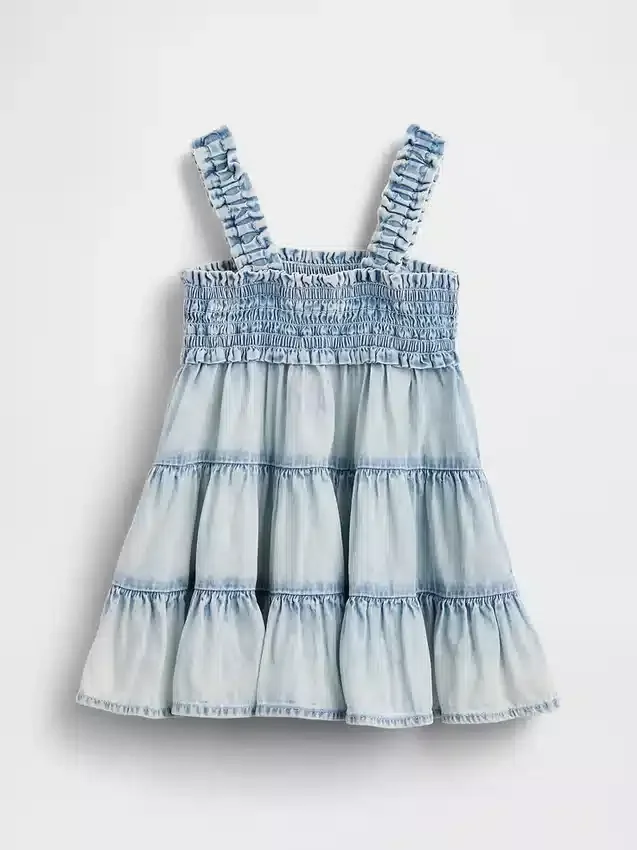 Vestido de denim con volantes para bebé