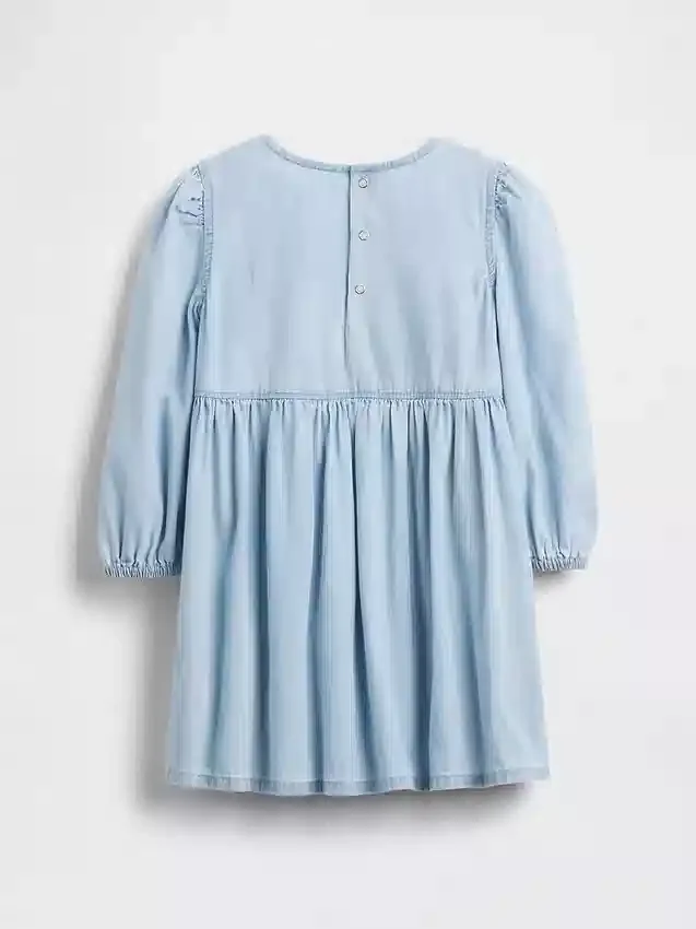 Vestido de denim con volantes y corazón para bebés y niños pequeños
