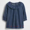 Vestido de denim para bebé con cuello de volantes
