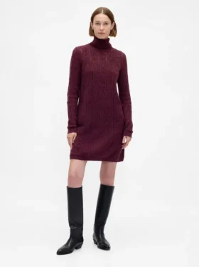 Vestido de punto con cuello alto CashSoft Pointelle