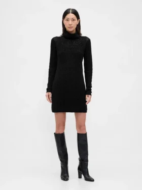 Vestido de punto con cuello alto CashSoft Pointelle