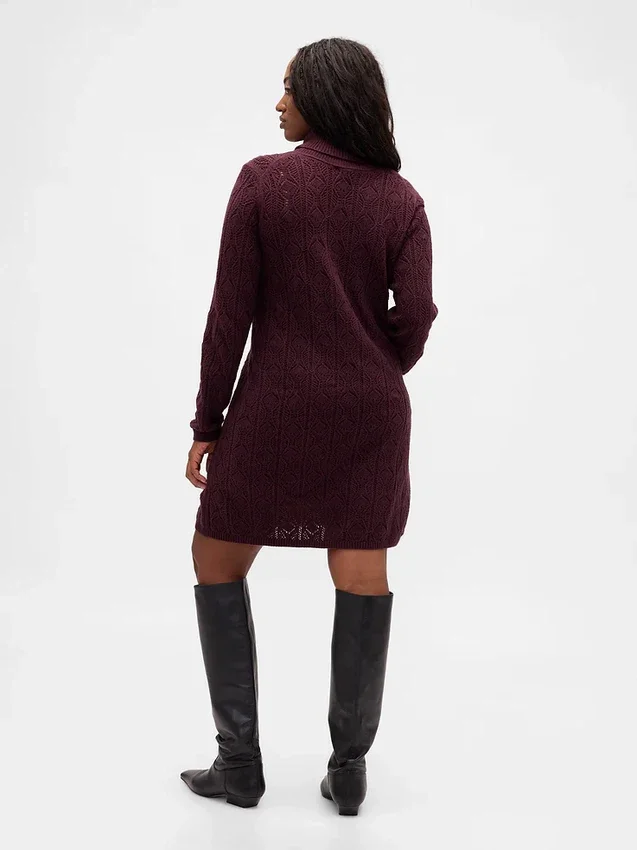 Vestido de punto con cuello alto CashSoft Pointelle