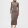 Vestido de punto largo con cuello alto CashSoft