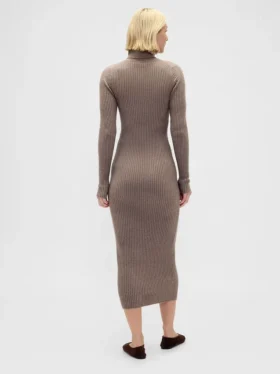 Vestido de punto largo con cuello alto CashSoft