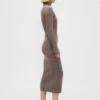 Vestido de punto largo con cuello alto CashSoft