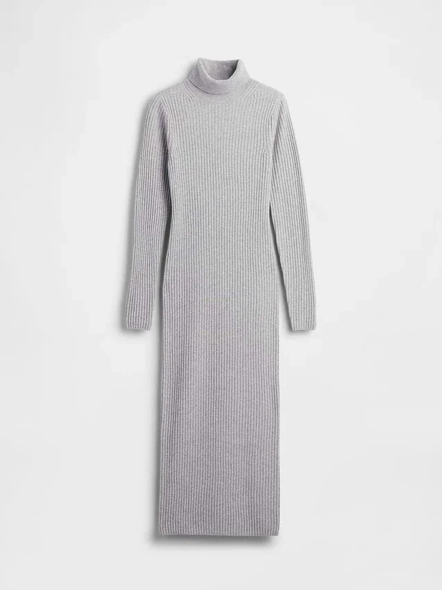 Vestido de punto largo con cuello alto CashSoft
