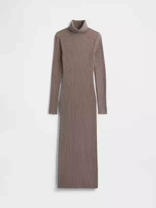 Vestido de punto largo con cuello alto CashSoft
