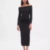 Vestido de punto midi elástico con hombros al aire de CashSoft