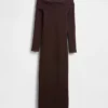 Vestido de punto midi elástico con hombros al aire de CashSoft