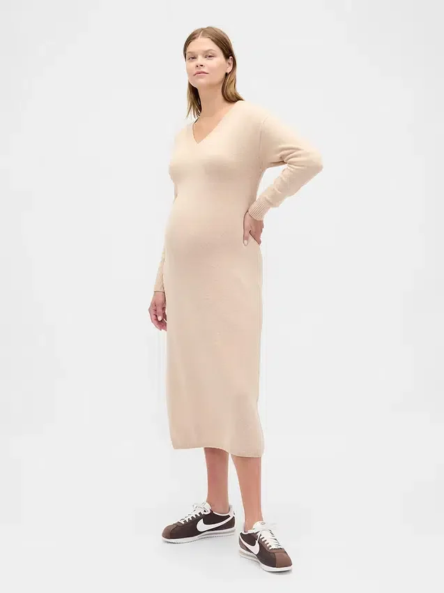 Vestido de punto premamá CashSoft con cuello en V