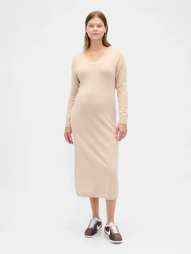 Vestido de punto premamá CashSoft con cuello en V