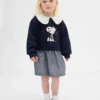Vestido de sudadera con cuello de volantes de Snoopy para bebés y niños pequeños