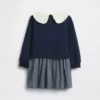 Vestido de sudadera con cuello de volantes de Snoopy para bebés y niños pequeños