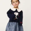 Vestido de sudadera con cuello de volantes de Snoopy para bebés y niños pequeños