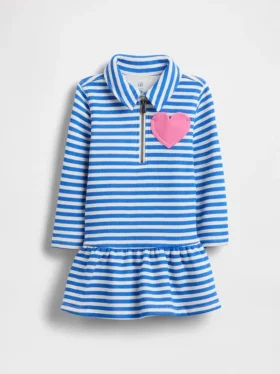 Vestido de sudadera con media cremallera para bebés y niños pequeños