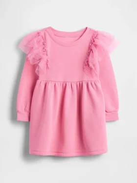 Vestido de sudadera de tul para bebés y niños pequeños